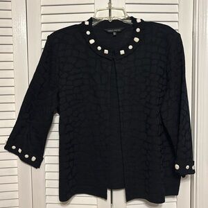 Ming Wang Knit Jacket with White Cloth-covered Buttons